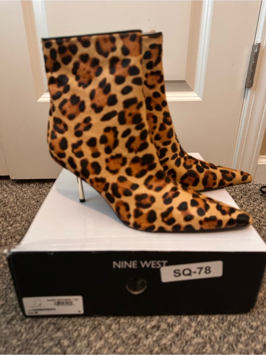 Nine West Shoes - Nine West Leopard-Print Pointed Ankle Booties - Brown & Black